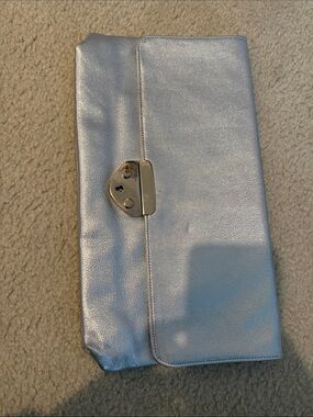 Silver Metallic Clutch with Twist Lock